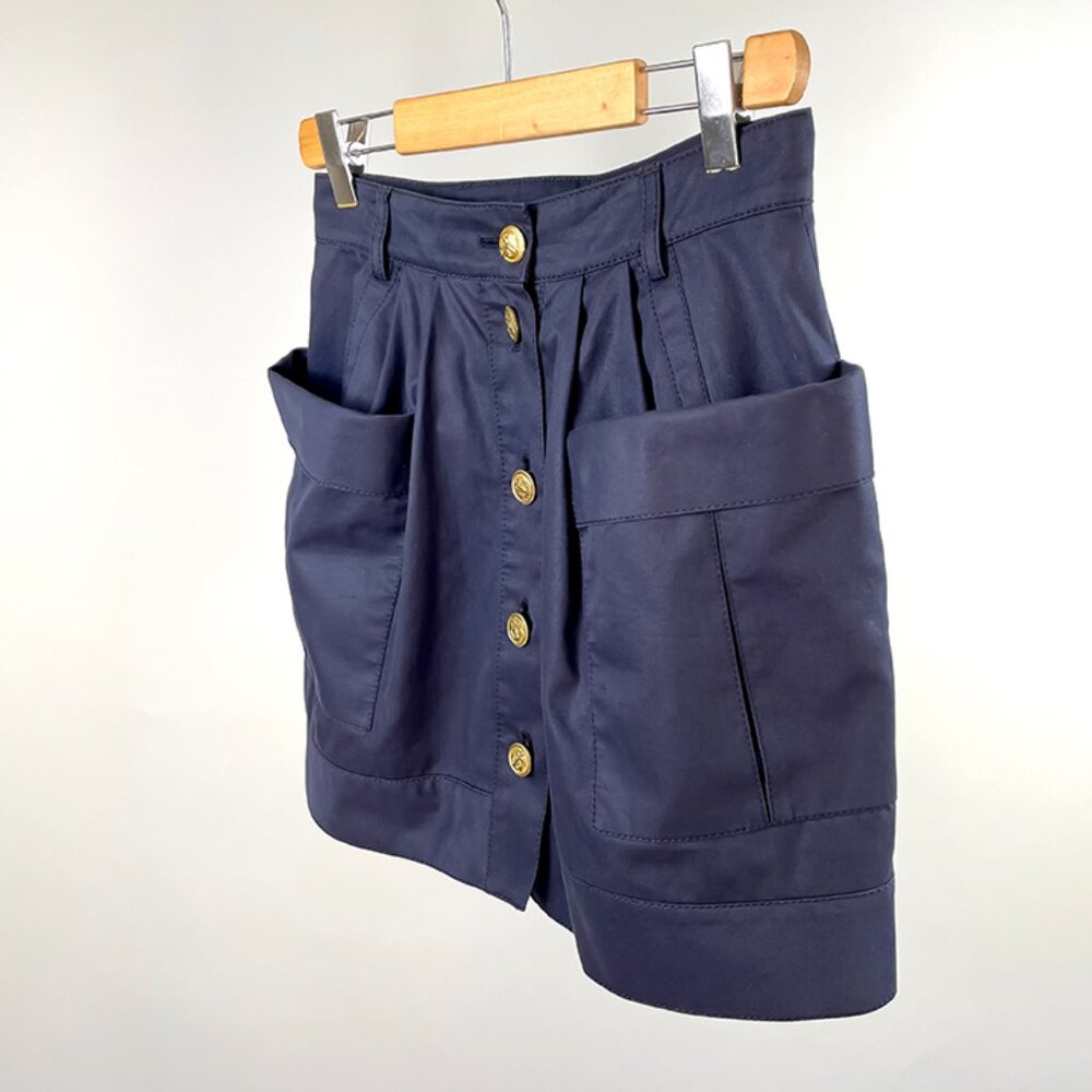 Balenciaga Paris mini skirt Gold button Navy Small